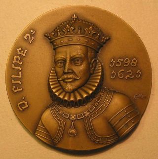 Monarchy / King D.  Filipe Ii / The Pio / Bronze Medal By Baltazar