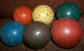 Vintage Set Of 6 Solid Color 3 " Croquet Balls Very Old