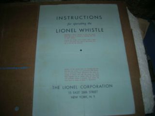 1935 Lionel Whistle Train Installation Operating Instructions