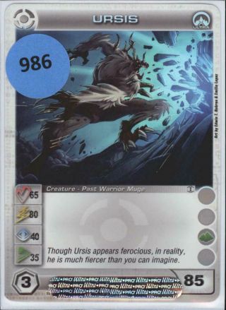 (cc - 986) Ursis Chaotic Card Ultra Rare - Code - 65/80/40/35/85