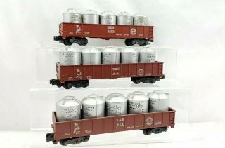 3 American Flyer D & H Gondolas With Canisters 916 S Gauge Delaware & Hudson