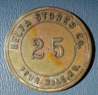 Belva Stores Co.  Four Mile Kentucky 25¢ Trade Token Coal