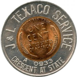 1954 J & L Texaco Service Fort Wayne,  Indiana In Encased Cent Penny Token