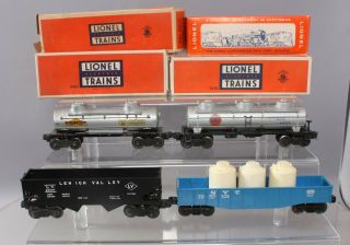 Lionel O Gauge Postwar Freight Cars: 6162 - 110,  6456,  6465,  6425 [4]/box