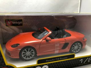 1/24 Scale Die Cast Model Burago Porsche 718 Boxster Orange