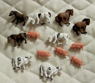 13 Small Farm Animals For G Scale Train Layouts - Cows - Horses - Pigs