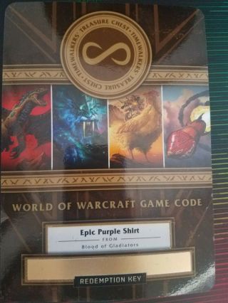 World Of Warcraft Loot Center Of Attention Card Epic Purple Shirt Wow Tcg Code