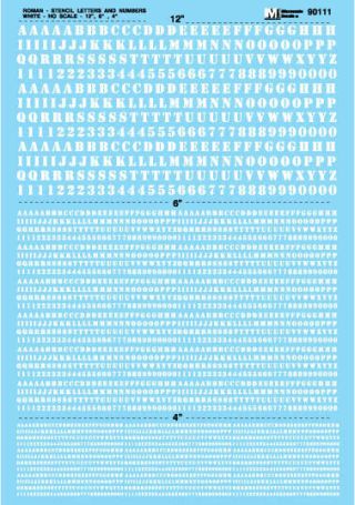 Microscale 90111 Ho Alphabets & Numbers - Roman Stencil (white)