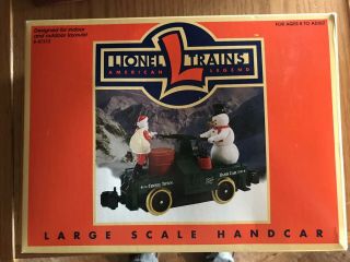Lionel Garden Train Hand Car,  Santa & Snowman,  Large Scale G - Gauge