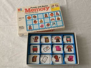 Fronts And Backs Milton Bradley Memory Card Matching Game Complete 1980 Vg,