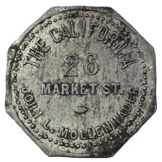 California Trade Token - " The California " (saloon,  1907) San Francisco Calif 2½¢