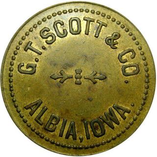 Albia Iowa Good For Token G T Scott & Co $1