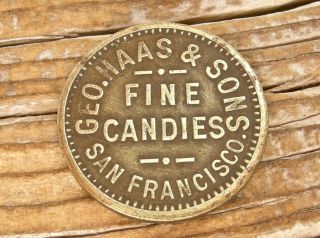 Antique 1900s San Francisco California Ca George Haas & Sons Fine Candies Token
