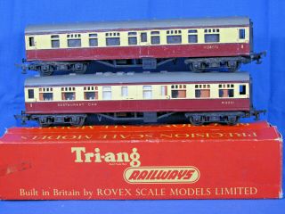Tri - Ang Oo Gauge.  2 Off Brown & Cream Livery Br Coaches As Photograph.