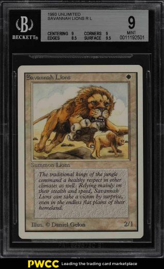1993 Magic The Gathering Mtg Unlimited Savannah Lions R W Bgs 9 (pwcc)
