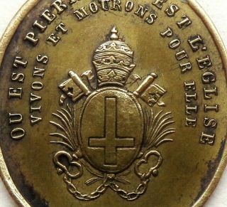 Saint Peter Inverted Cross Vatican Seal - 1846 Antique Medal With Pope Pius Ix