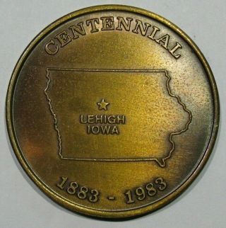 Lehigh Iowa Centennial 100th Anniversary Medal Token 1983