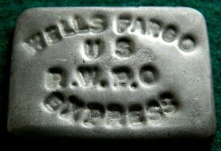 Vintage Wells Fargo U.  S.  R.  W.  P.  O.  Express Fantasy Bar With Liberty Head Lead 49g