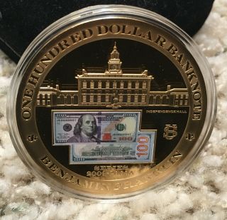 $100 Federal Reserve Note Medal - Gold Plated Copper