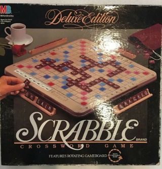 Scrabble Deluxe Edition Turntable Board Game 1989 Milton Bradley 4034 Complete