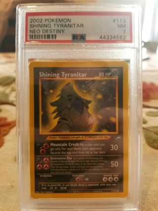 Shining Tyranitar - 113/105 - Psa 7 Nm - Holo Rare Pokemon Card Neo
