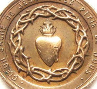 Sacred Heart Of Jesus & Pope Pius Ix Rare 1875 Antique Art Medal Signed L.  Penin