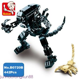 Sluban B0720b Alien Vs Predator Black Monster Facehugger Diy Building Blocks Toy