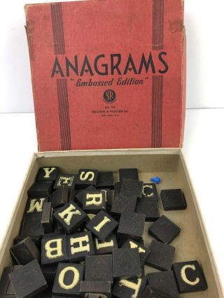 VINTAGE “ANAGRAMS” GAME - Embossed Edition,  No.  79,  Selchow & Righter,  87 Tiles 3