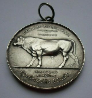 1911 Antique Belgian Bull Farming Cattle Livestock Breeder Award Medal
