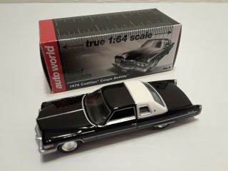 1:64 1976 Cadillac Coupe Deville D’elegance Black With Custom Wheels,  Autoworld