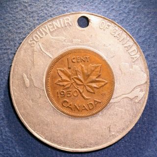 Encased 1950 Canadian Cent - Souvenir Of Canada