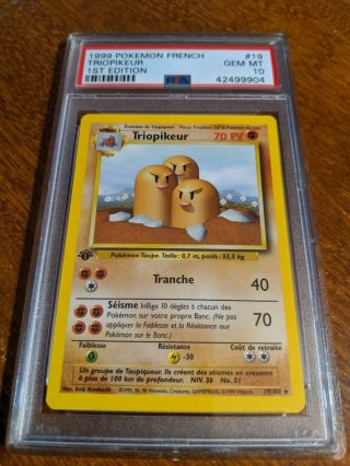 Psa 10 1999 Pokemon French 1st Edition Base Set Triopikeur (dugtrio) 19