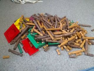 Bulk Lincoln Logs Vtg Wooden Toy Parts From Multiple Kits