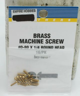 Walthers 947 - 1013 Ho Brass Machine Screws - 0 - 80 X 1/4 Round Head (pack Of 16)