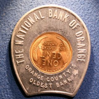 Encased 1953d Lincoln Cent - National Bank Of Orange,  Goshen,  York