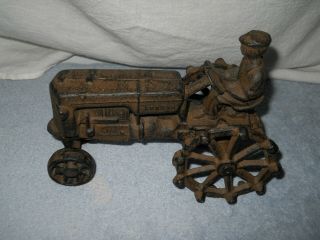 Vintage Cast - Iron Tractor With Man Minneapolis Moline ??? Not Sure 6 1/2 " Long