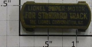 Lionel Sm - 59n Motor Collector Pickup Name Plate