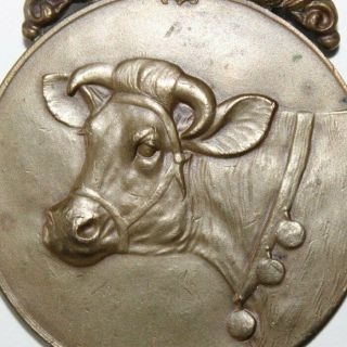 Old Bronze Agricultural Art Medal,  The Cow,  Cattle