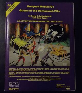 Q1 Queen Of The Demonweb Pits Module Dungeons Dragons D&d Adventure Gygax W/map