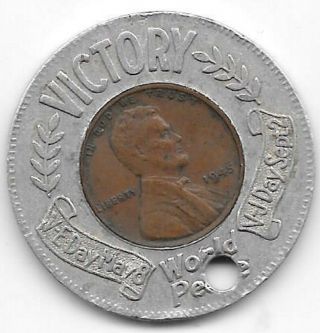 1945 Victory Encased Cent,  Miami,  Fla. ,  Kennedy & Ely Insurance,  Fl Florida