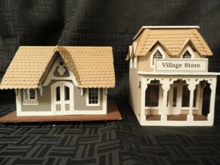 2 G Scale Train Buildings Ticket Station 7.  5 " W X 5 " H And Village Store 4.  5 X 6 " H