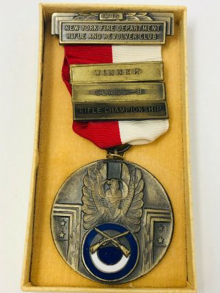 1948 York Fire Department Rifle Revolver Club Winner Nra Shooting Medal Nyfd