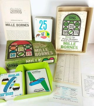 Complete Vintage Mille Bornes French Card Game 1962 1964 Parker Bros 60s Euc