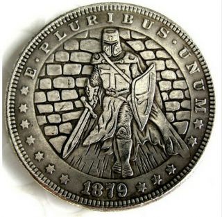 Hobo Nickel 1879 Morgan Dollar Templar Knight Crusade Medivel Casted Coin