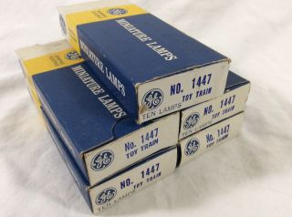 FIVE boxes of 10 NOS GE 1447 Toy train light bulbs 18v Lionel American Flyer 2