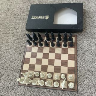 Vtg 1962 Peter Ganine 1483 Conqueror Sculptured Chess Set - Board Game Complete