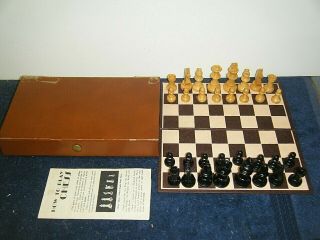 Vintage Usa Wooden Chess Set,  Board & Box Instructions