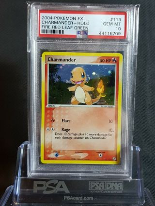 Psa 10 Gem Charmander Holo Fire Red Leaf Green 113/112 Graded Pokemon Card