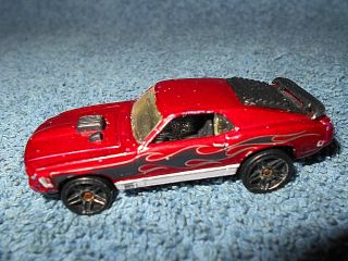 1997 Hot Wheels Ford Mustang Mach 1 Red 1:64 Diecast Car W/ Black Flames -