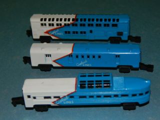 Vintage Micro Machines 3 Train Cars 1989 Galoob Lines Red White And Blue